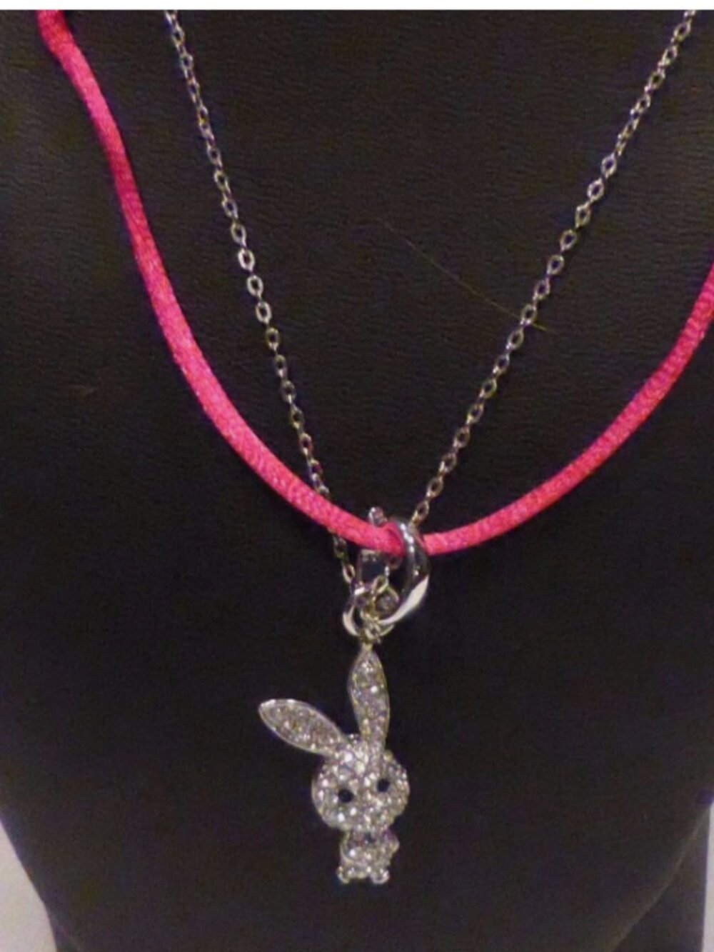 Betsey Johnson Crystal Bunny 3 Ways Pendant Necklace NWT